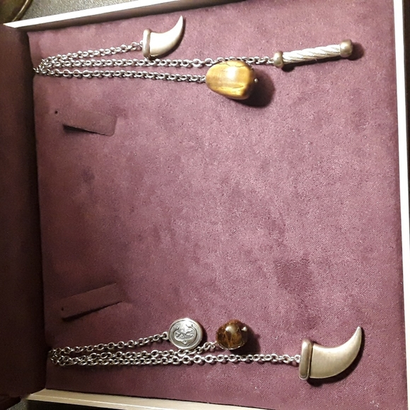 Genuine Charriol Kucha Tiger's Eye Horn Tassel Necklace 36" - Picture 11 of 11